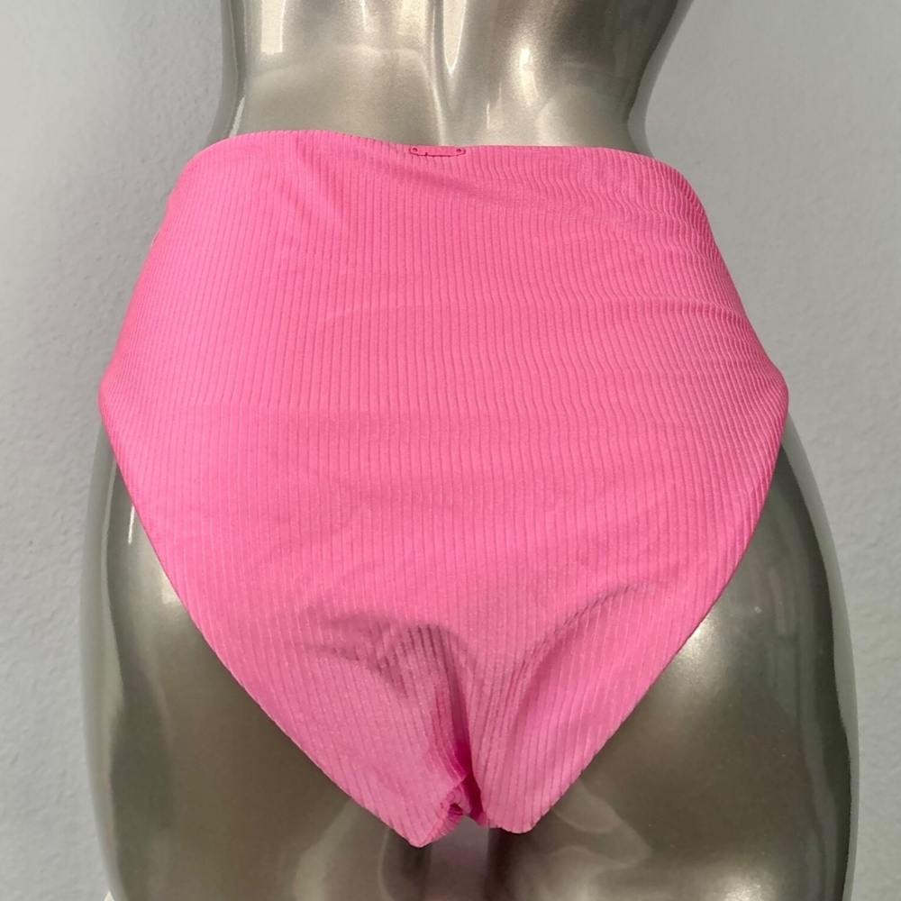 PINK Victoria's Secret Nwt Pink Ribbed High Waist Cheeky Swim Bikini Bottom